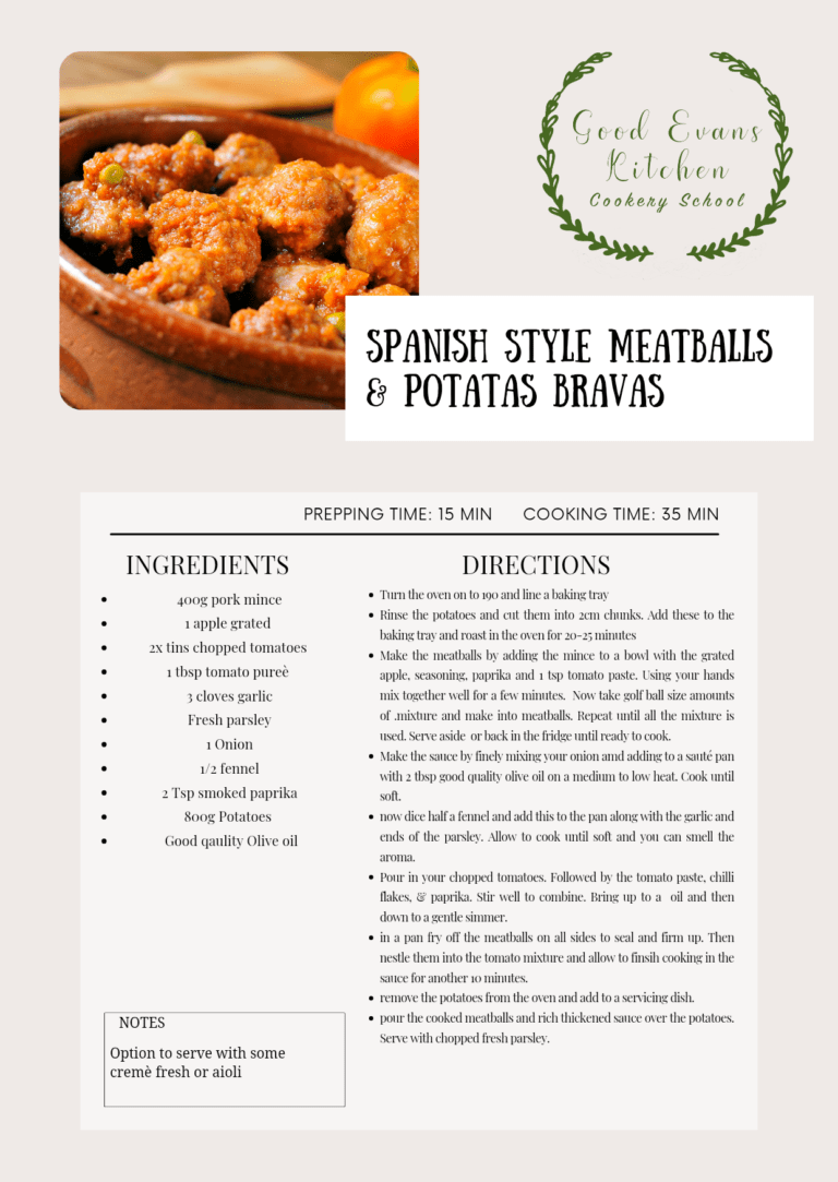 Spanish Style Meatballs & Potatas Bravas